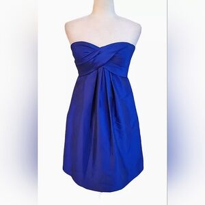 Cache Royal Blue Tafetta Strapless Pleated Party Dress Womens Size 2 NWT